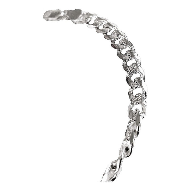 Esclava Hombre Pulsera Cubana Diamantada Plata 925 6 Mm