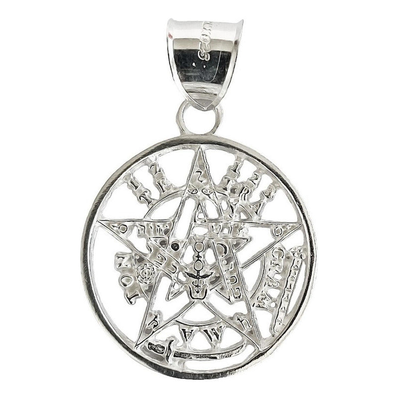 Dije Medalla Grande Tetragramaton Pentagrama Plata Ley 925