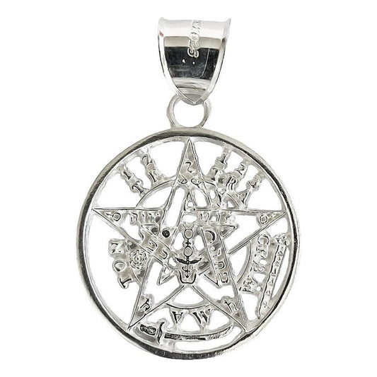 Dije Medalla Grande Tetragramaton Pentagrama Plata Ley 925 Plateado
