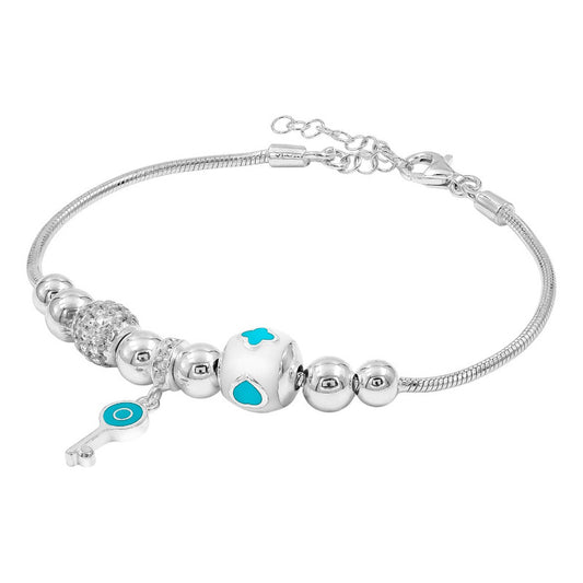 Pulsera Europeo Plata 925 Pansa De Víbora Charms Llave Plateado 19 Cm