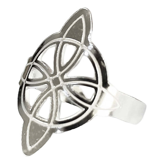 Anillo Ajustable Nudo De Bruja A Laser Plata Solida 925