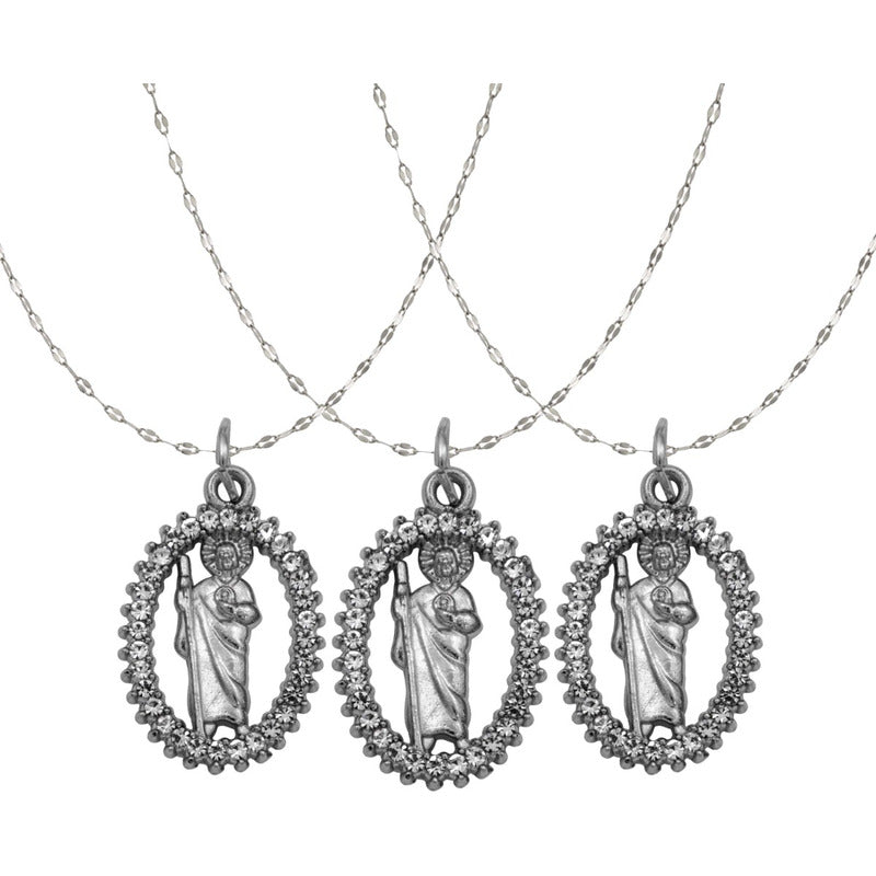3 Collares San Judas Piedras Con Cadena Cadena Hombre Mujer