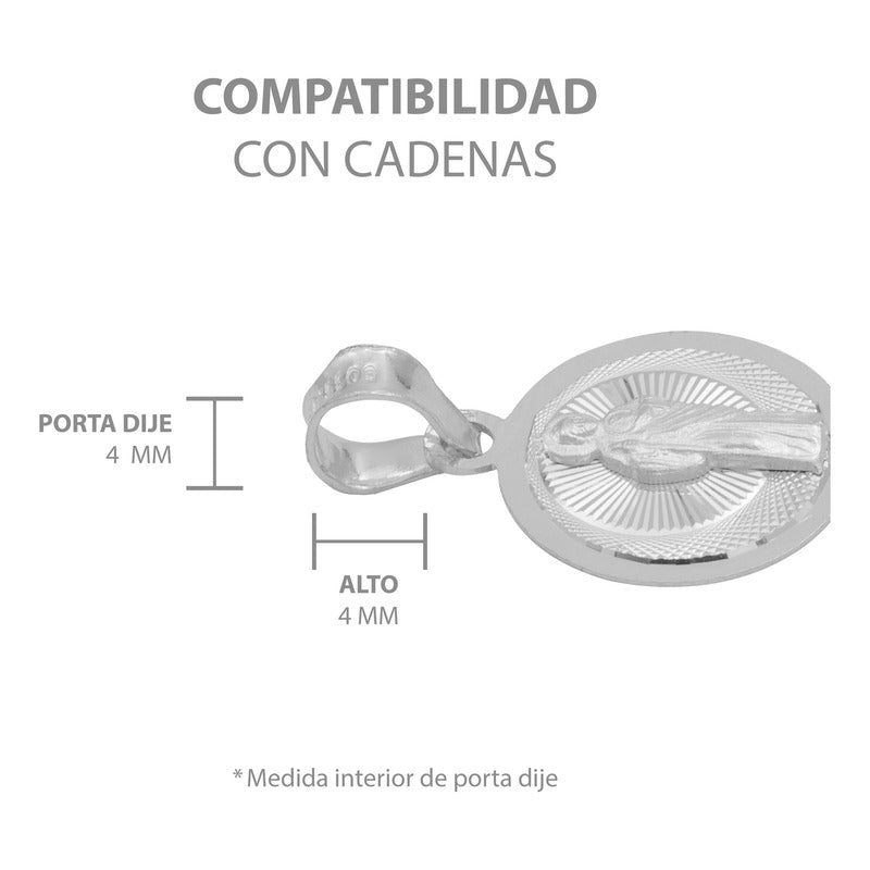 Dije Bautizo Diamantado Redondo San Judas Plata 925 1.3 Cm
