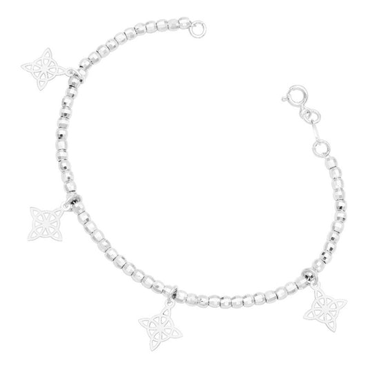 Pulsera Nudo Bruja Colagante Laser Bola Facetada Plata 925 Plateado 6 Cm 18 Cm