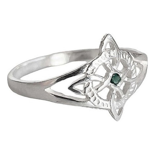 Anillo Nudo De Bruja Con Zirconia De Color Plata Solida 925