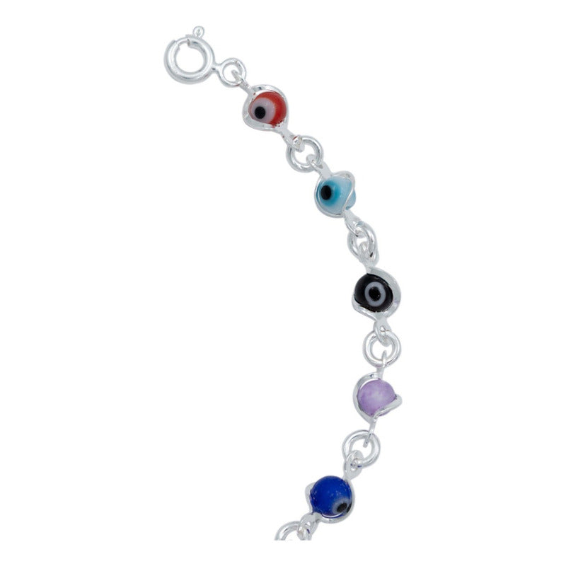 Pulsera Ojo Truco Suerte Regalo Mujer Plata Solida Ley 925