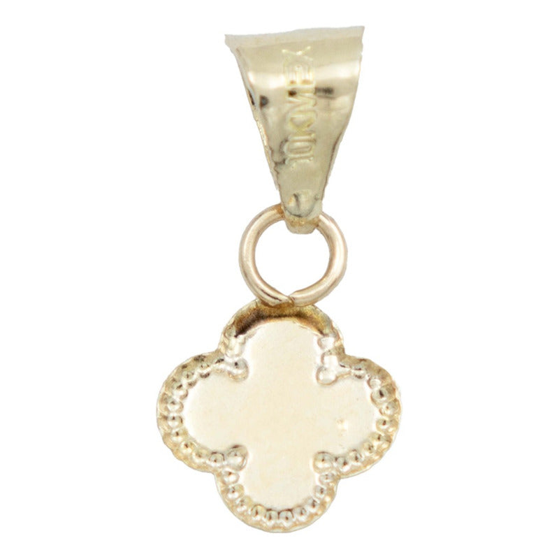 Collar Chico Trebol Esmaltado Flor Corridos Oro 10k + Cadena