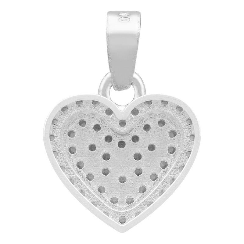 Dije Corazón Zirconia Mujer Amor Mamá Regalo Plata 925 1.7cm