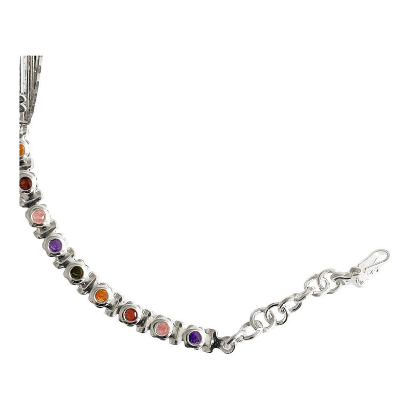 Pulsera Ajustable Placa De San Benito Zirconias Plata .925