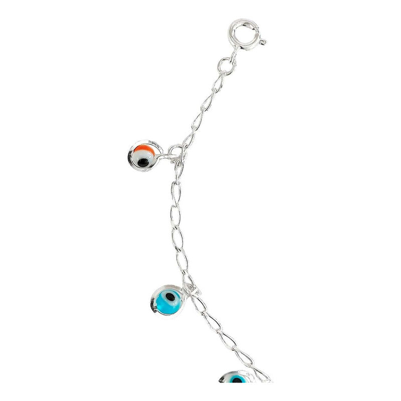 Pulsera Ojo Turco Suerte Colores Regalo Mujer Plata Ley 925