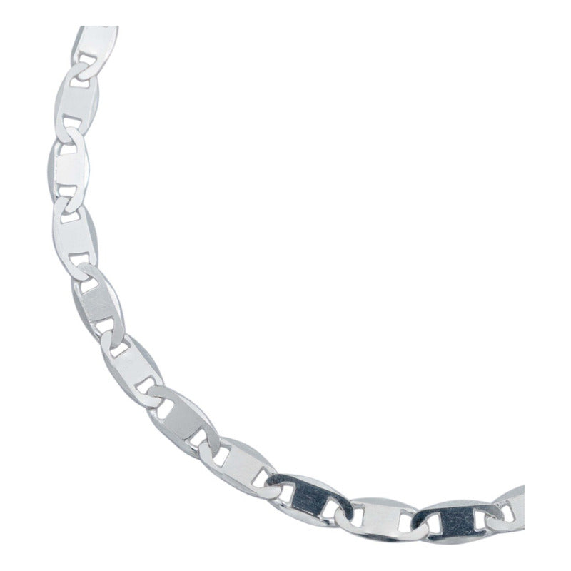 Pulsera Marinera Lisa Espejo Hombre Mujer Plata 925 4 Mm