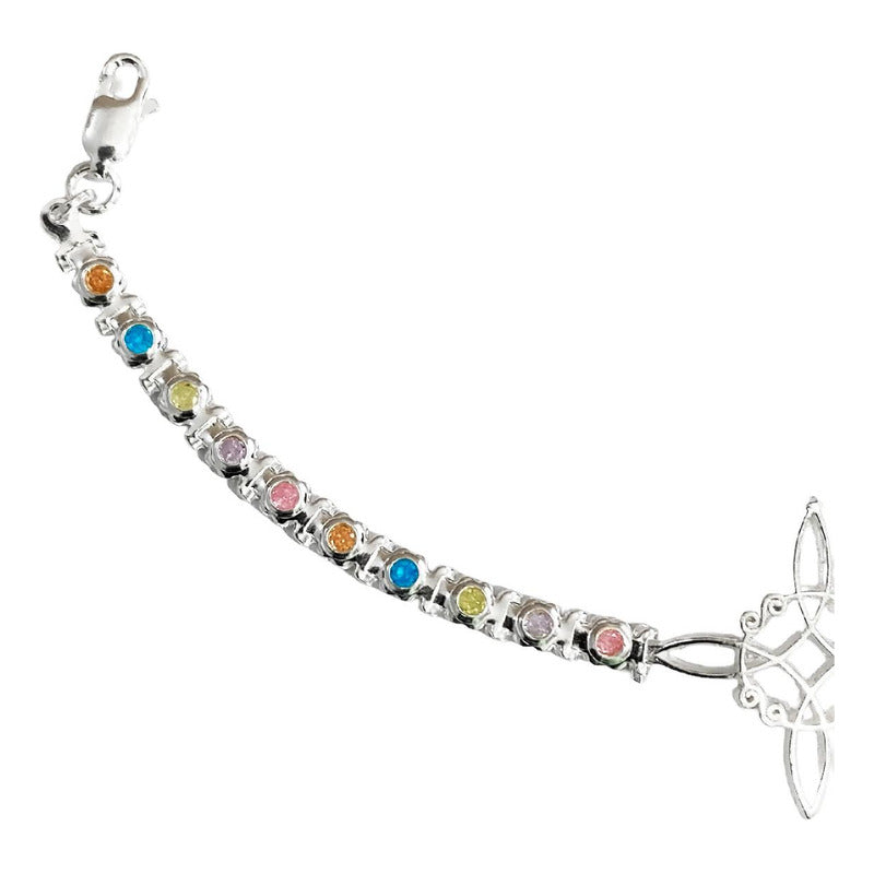 Pulsera Nudo De Bruja Con Zirconias De Colores En Plata S925