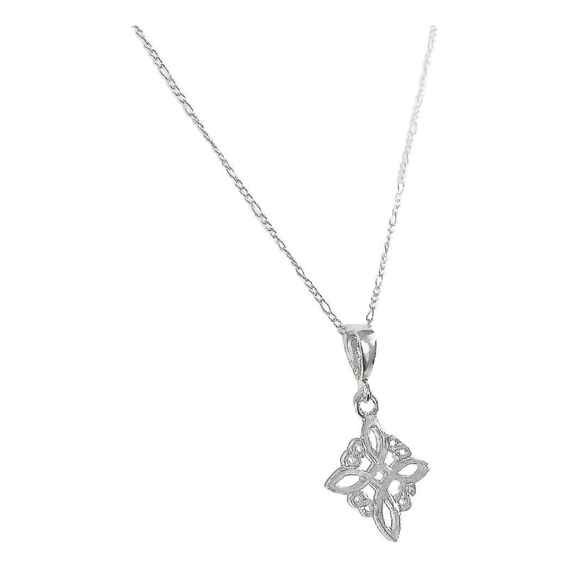 Collar Nudo Bruja Artesanal Liso Plano Chico Plata Ley 925