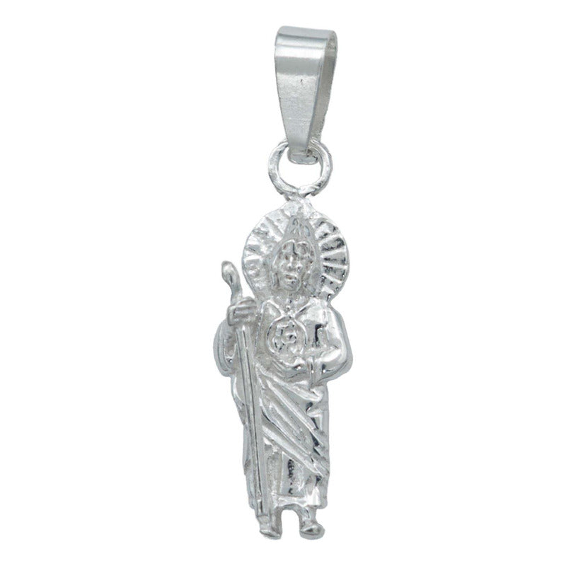 Collar San Judas Tadeo Chico Liso Plata Solida Ley 925