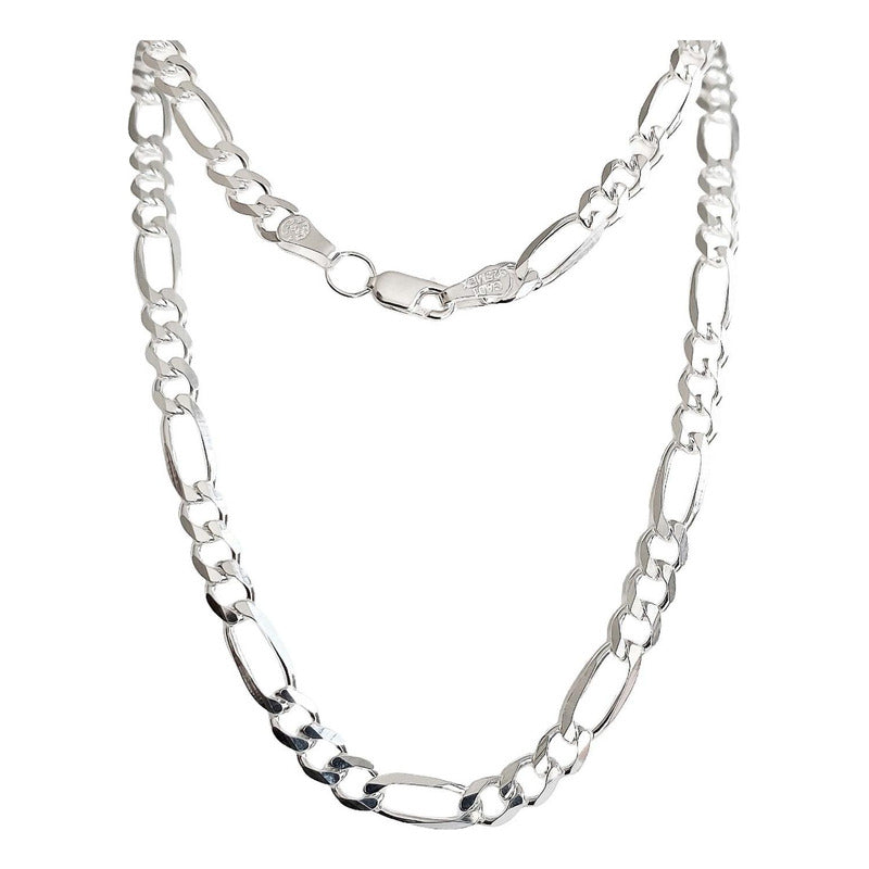 Cadena Gruesa De Plata 925 Hombre Fígaro 3x1 70 Cm X 6 Mm