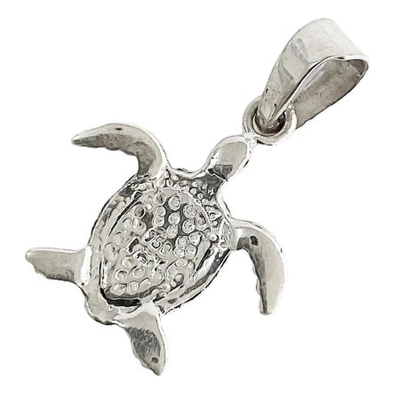 Dije Tortuga Con Piedra Natural Tallada De Plata Solida 925
