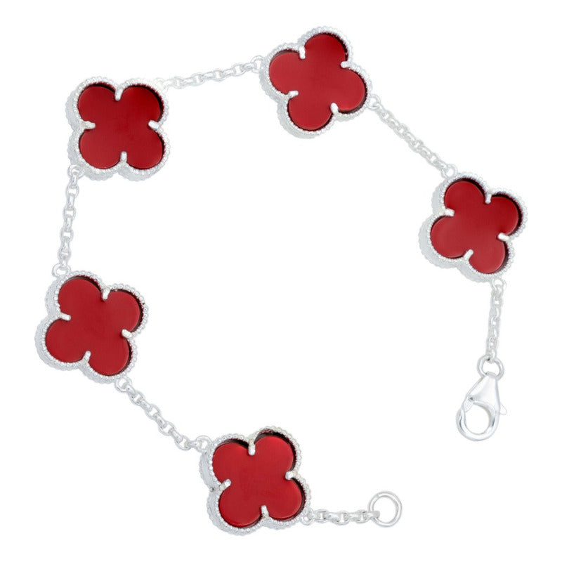Pulsera Trebol Esmaltado Regalo Hombre Mujer Plata 925