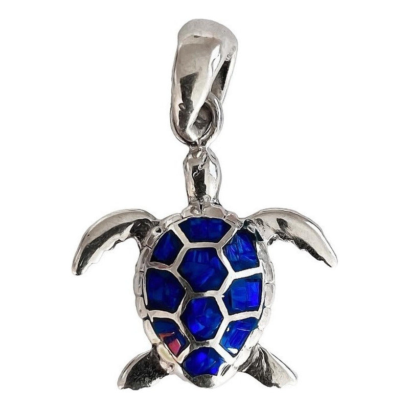 Dije Tortuga Con Piedra Natural Tallada De Plata Solida 925