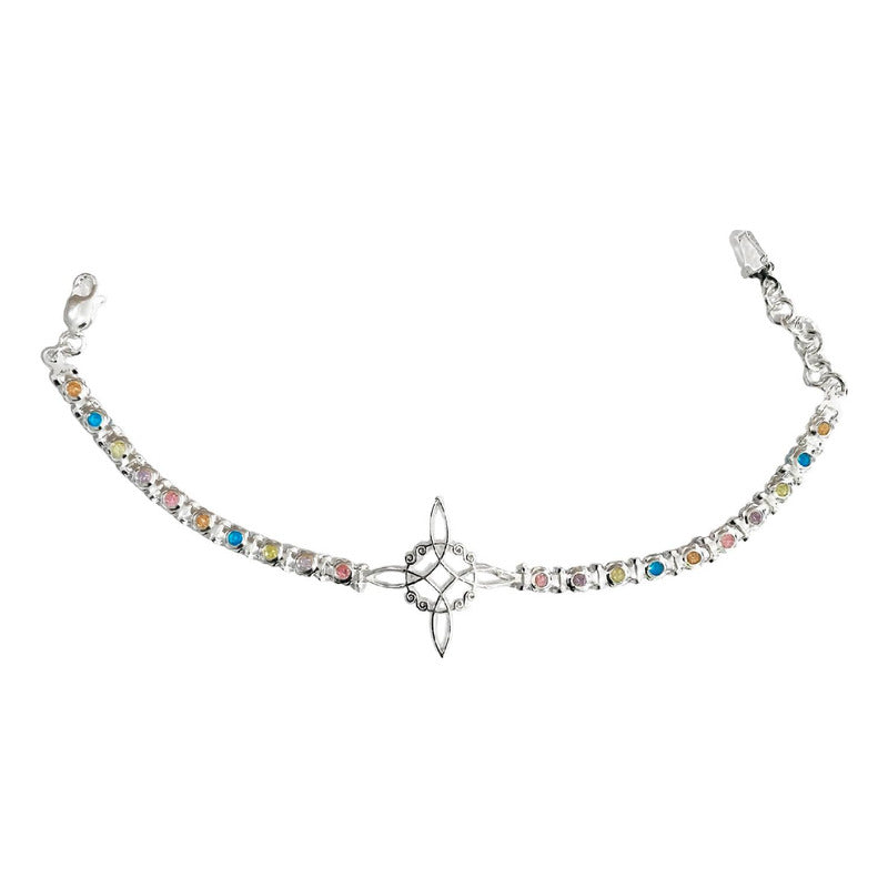 Pulsera Nudo De Bruja Con Zirconias De Colores En Plata S925