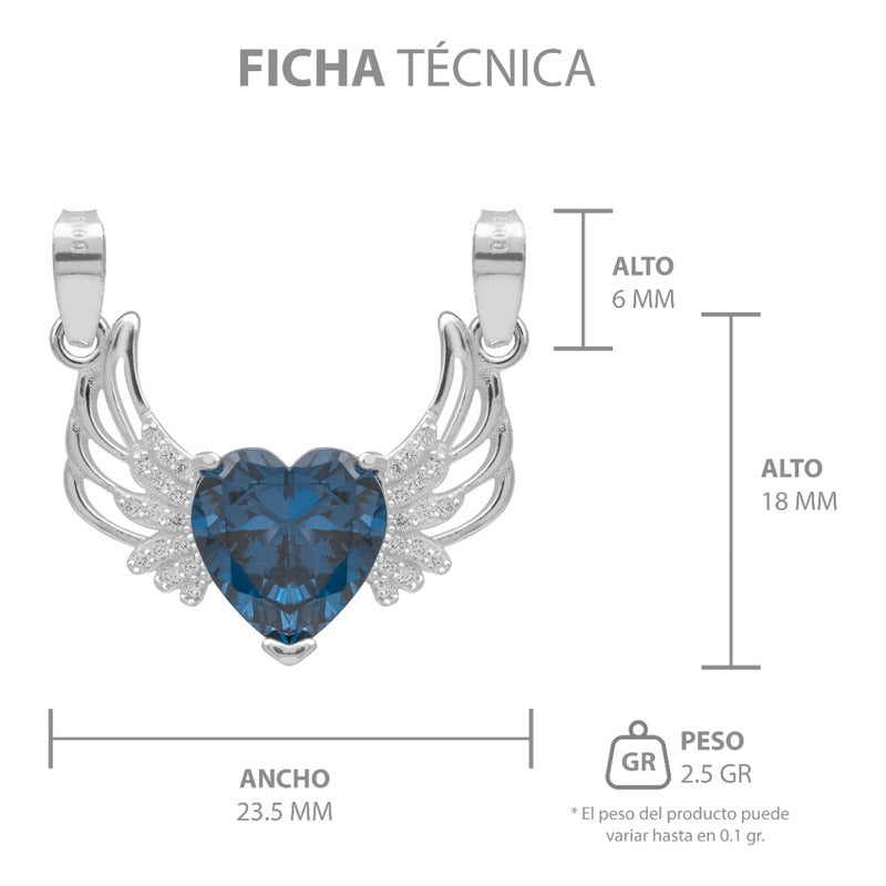 Dije Corazón Alas Zirconias Amor Mujer Mamá Regalo Plata 925