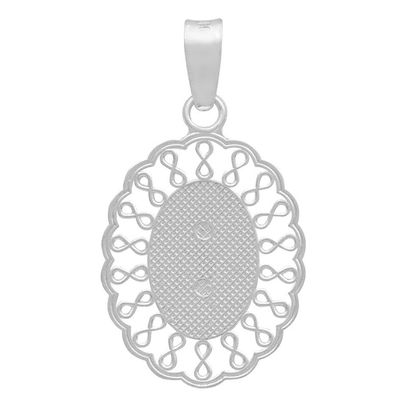 Dije Medalla Virgencita Guadalupe Grecas Infinito Plata 925 Plateado