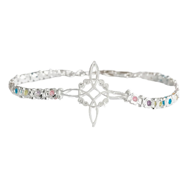 Pulsera Nudo De Bruja Con Zirconias De Colores En Plata S925