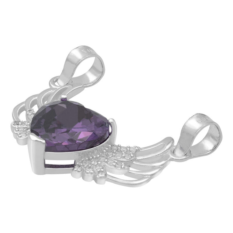 Dije Corazón Alas Zirconias Amor Mujer Mamá Regalo Plata 925