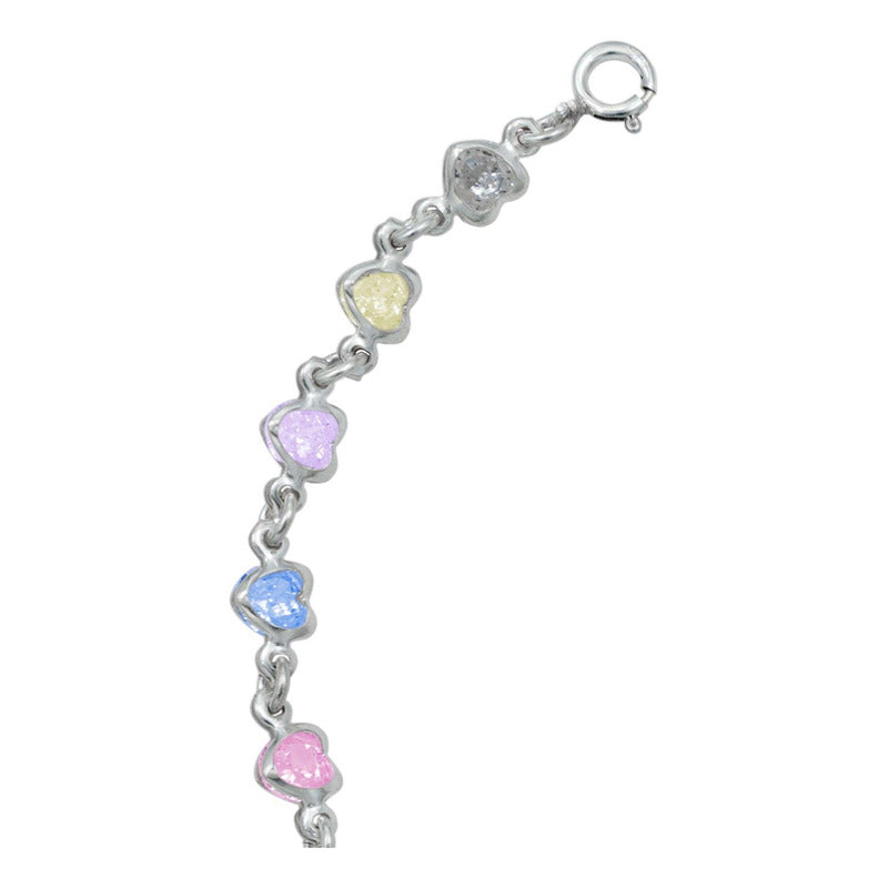 Pulsera Corazones Zirconias Amor Mujer Regalo Plata 925
