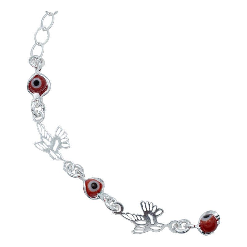 Pulsera Ajustable Colibri Ojo Turco Mujer Regalo Plata 925