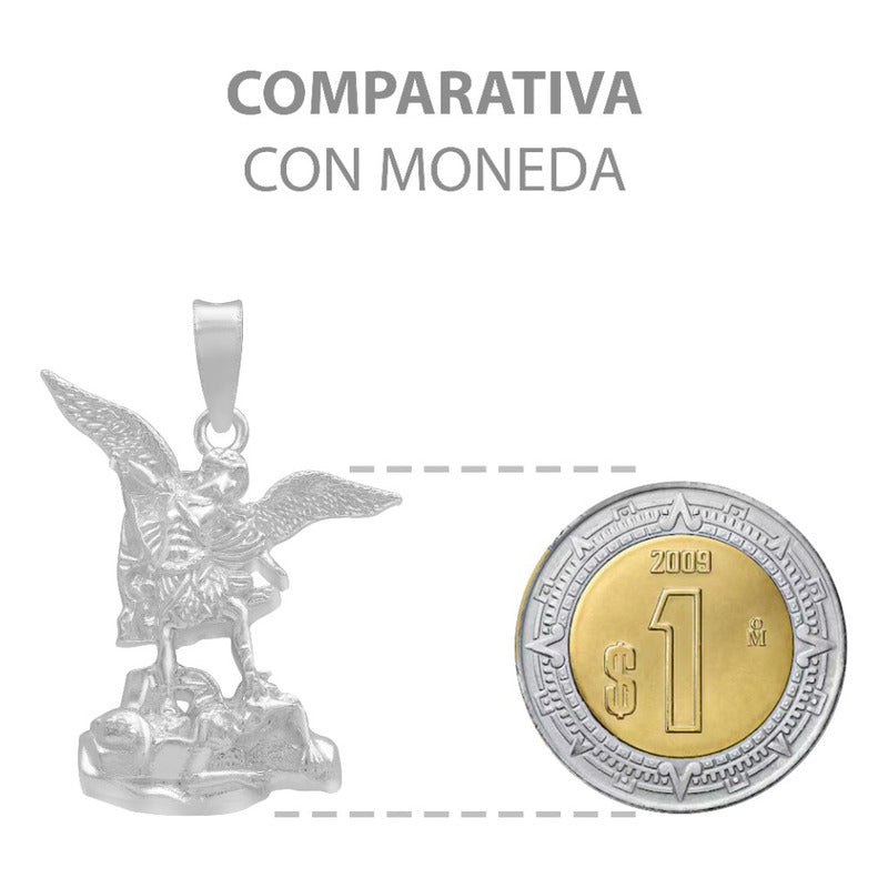 Dije San Miguel Arcangel Liso Regalo Plata 925 3.5 Cm Plateado