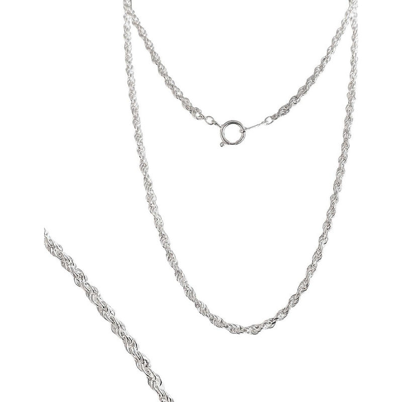 Collar Cadena Tejido Torzal Plata Fina Ley 925 55 Cm X 2 Mm