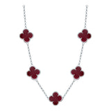 Cadena Con Dijes Trebol Esmaltado Corridos Plata 925 65 Cm