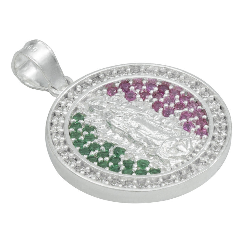 Dije Medalla Virgencita De Guadalupe Zirconias Plata 925