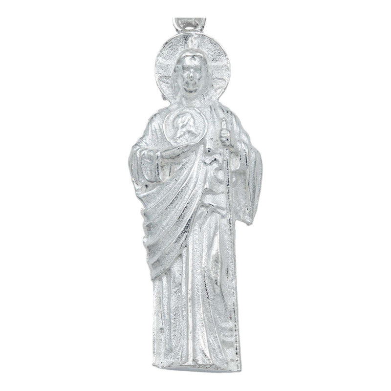 Dije Liso Troquel San Judas Detallado Plata 925 5 Cm