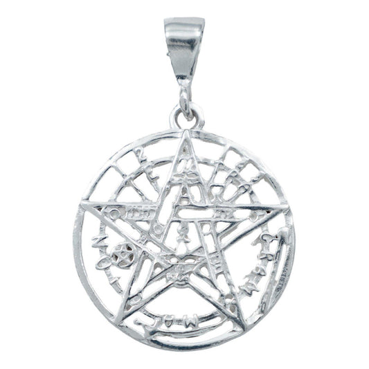 Dije Tetragramaton Pentagrama Regalo Mujer Hombre Plata 925 Plateado Alto/ancho 3.6 Cm X 2.4 Cm