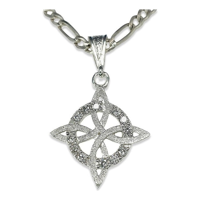 Dije Gigante Nudo De Bruja Con Zirconias En Plata Solida 925