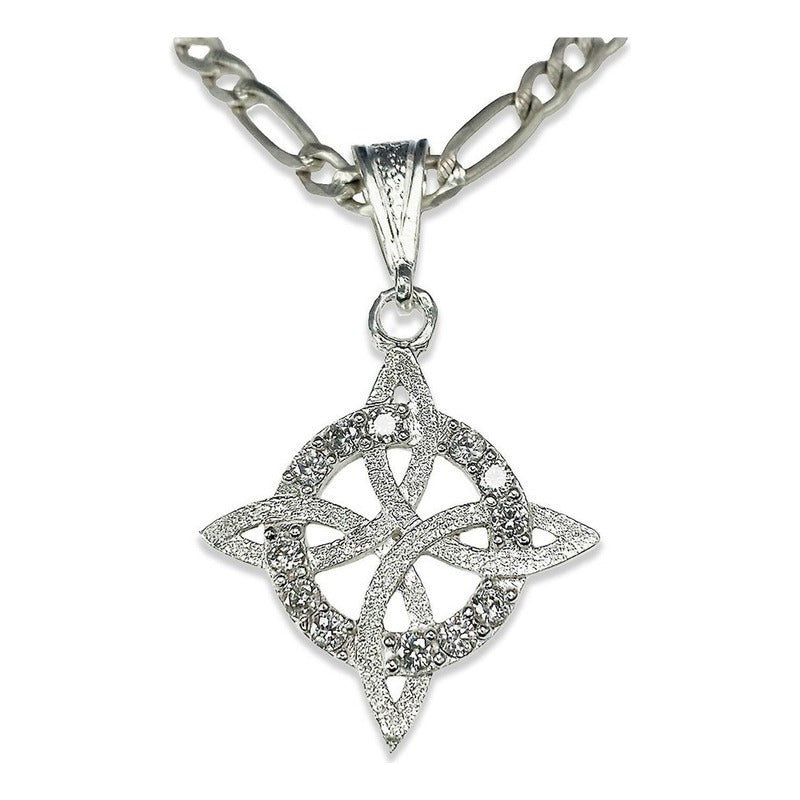 Dije Gigante Nudo De Bruja Con Zirconias En Plata Solida 925