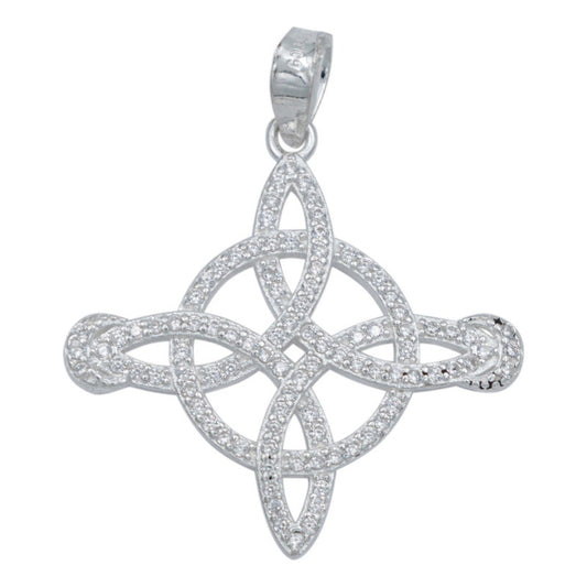 Dije Nudo De Bruja Premium Zirconias Lunas Mujer Plata 925 Blanco