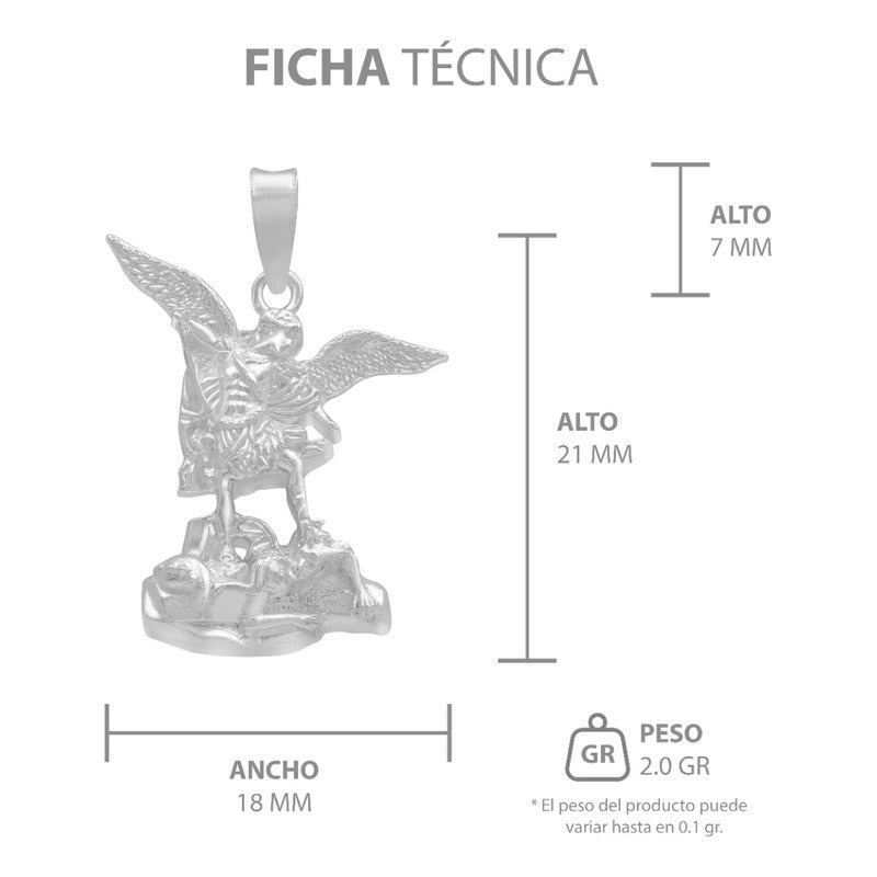 Dije San Miguel Arcangel Liso Regalo Plata 925 2.8 Cm Plateado