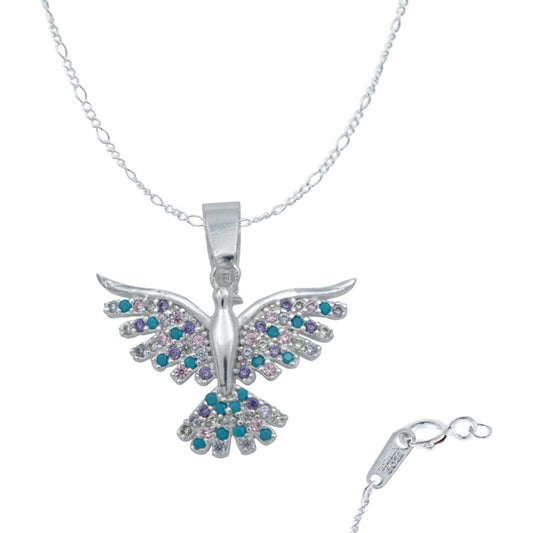 Dije Colibri Zirconias Amor Regalo Mujer Cadena Plata 925
