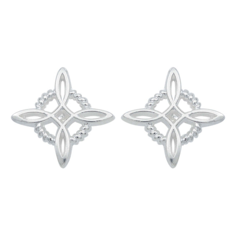 Arete Broquel Nudo Bruja Celta Clásico Liso Amuleto Plata925