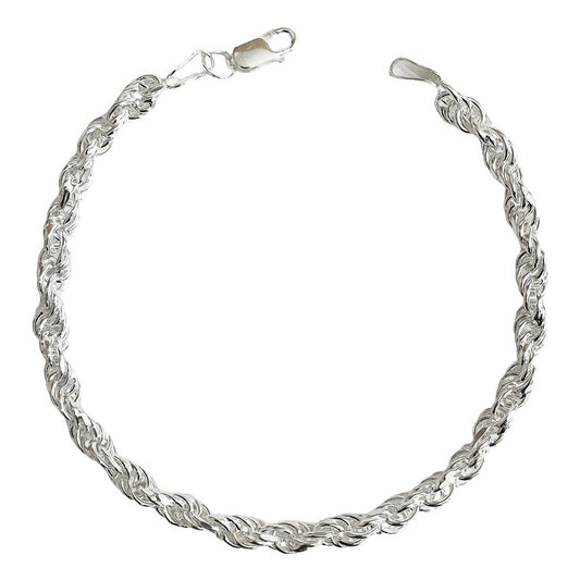 Pulsera Gruesa Torzal Hombre Plata Solida Ley 925 5 Mm