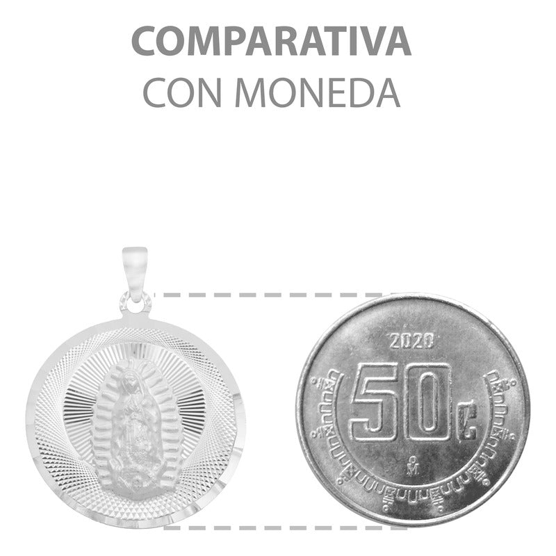 Dije Bautizo Diamantada Virgen Guadalupe Plata 925 1.5 Cm