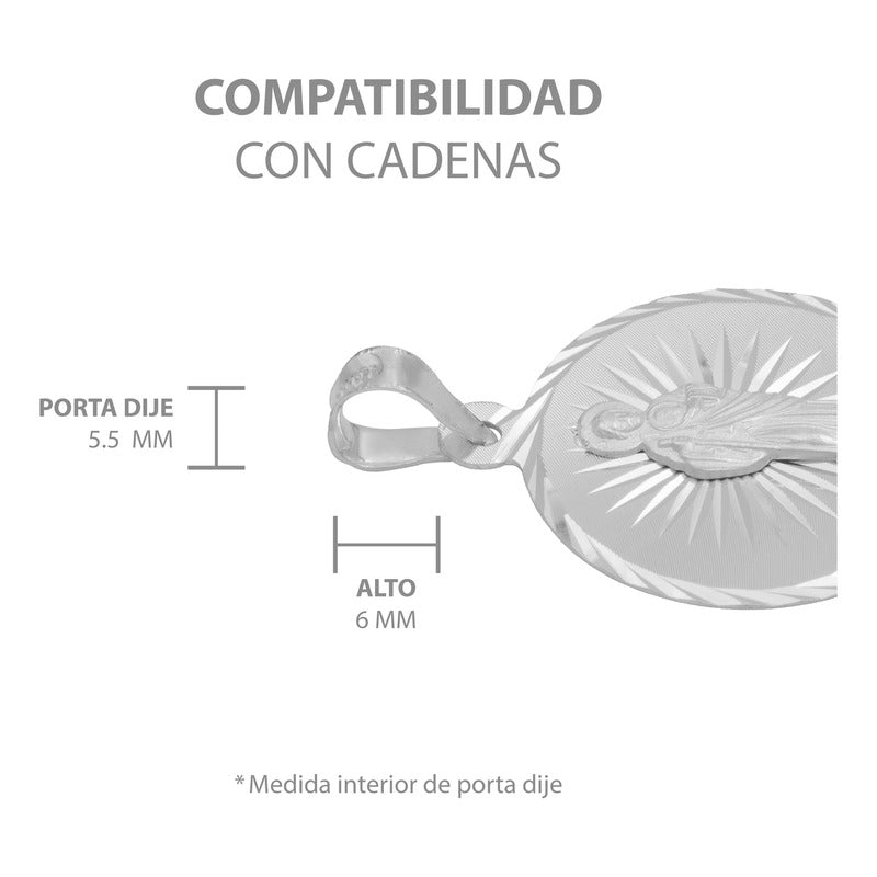 Dije Medalla Diamantada Estrella San Judas Plata 925 2.3 Cm Plateado