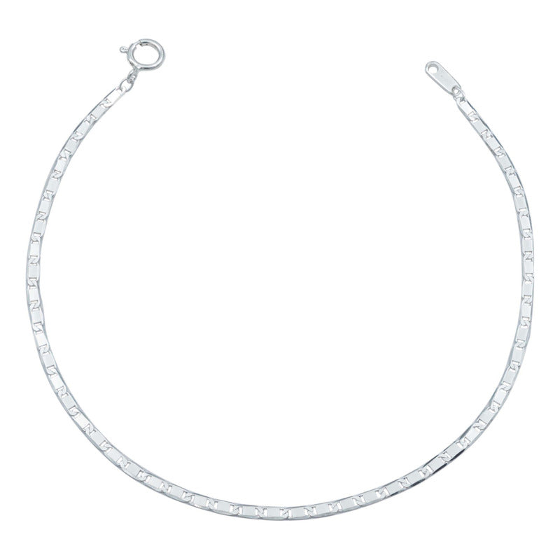 Pulsera Marinera Delgada Lisa Mujer Regalo Amor Plata S925 Plateado 6 Cm 19 Cm