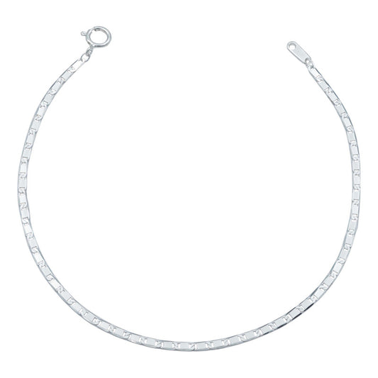 Pulsera Marinera Delgada Lisa Mujer Regalo Amor Plata S925 Plateado 6 Cm 18 Cm