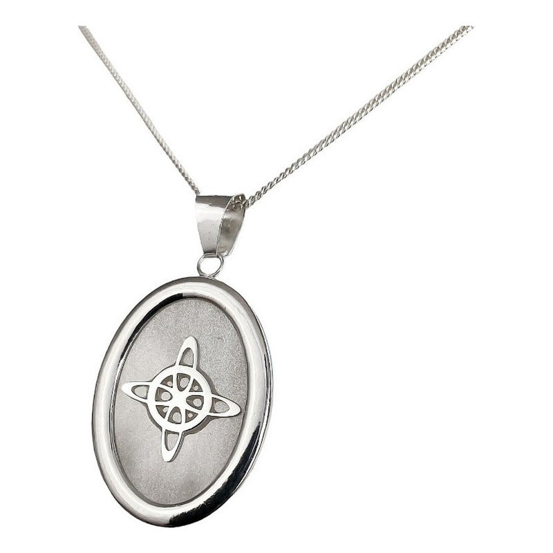 Collar Cadena Barbada Nudo De Bruja Encapsulada Plata 925