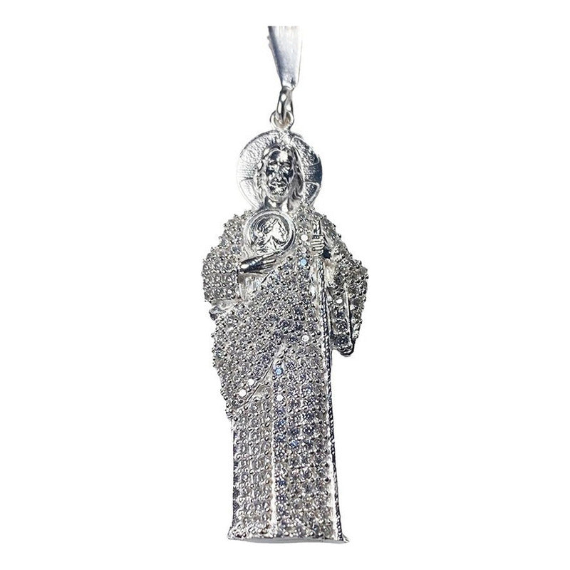 Dije Medalla San Judas Tadeo Mediano Zirconias Plata Ley 925