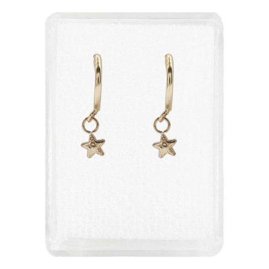 Arete Broquel Arracada Chica Estrella Mujer Regalo Oro 10k Alto/ancho 11 Mm X 11 Mm