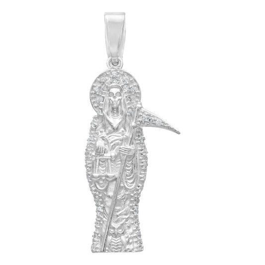 Joyaris Dije Santa Muerte Plata 925 Unisex Zirconias 45mm Plateado
